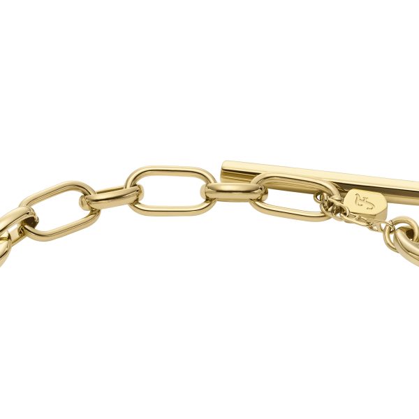 Fossil Heritage D-Link Gold-Tone Stainless Steel Chain Bracelet - Preorder