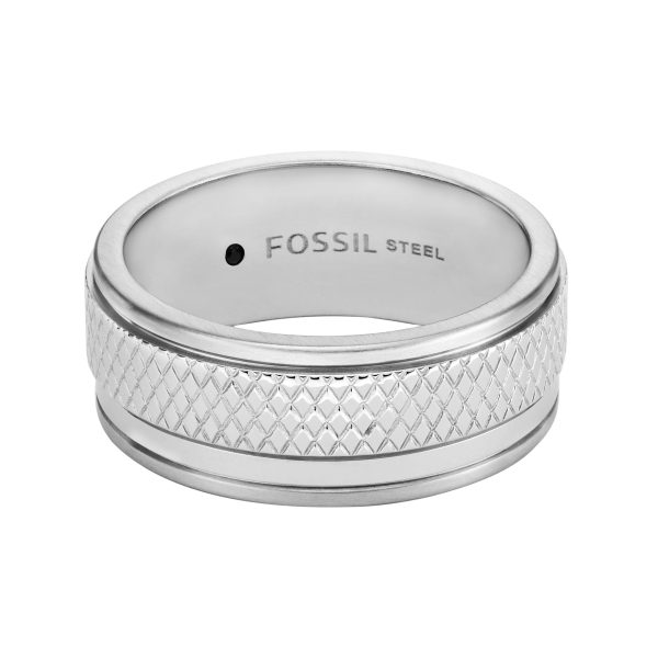 Fossil Machine Knurled Texture Stainless Steel Band Ring - Preorder