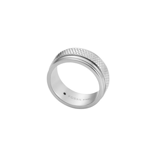 Fossil Machine Knurled Texture Stainless Steel Band Ring - Preorder