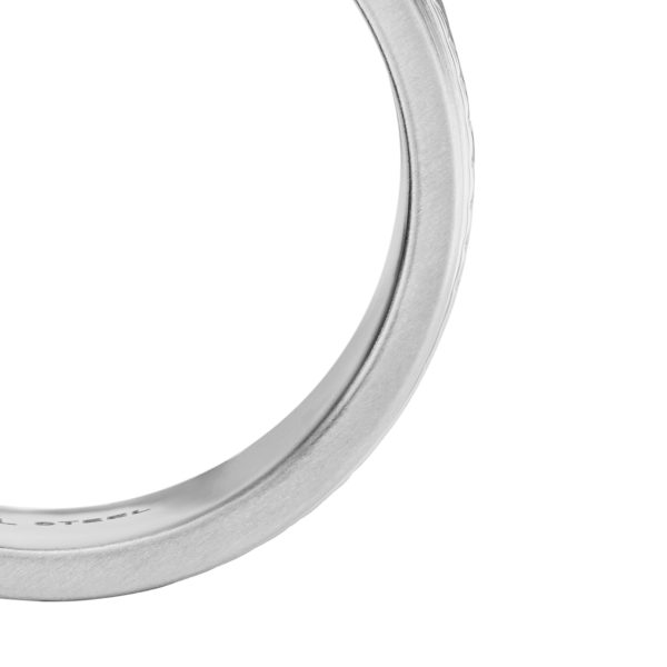 Fossil Machine Knurled Texture Stainless Steel Band Ring - Preorder