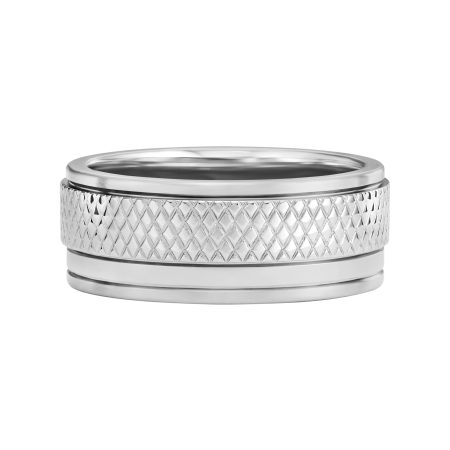Fossil Machine Knurled Texture Stainless Steel Band Ring - Preorder