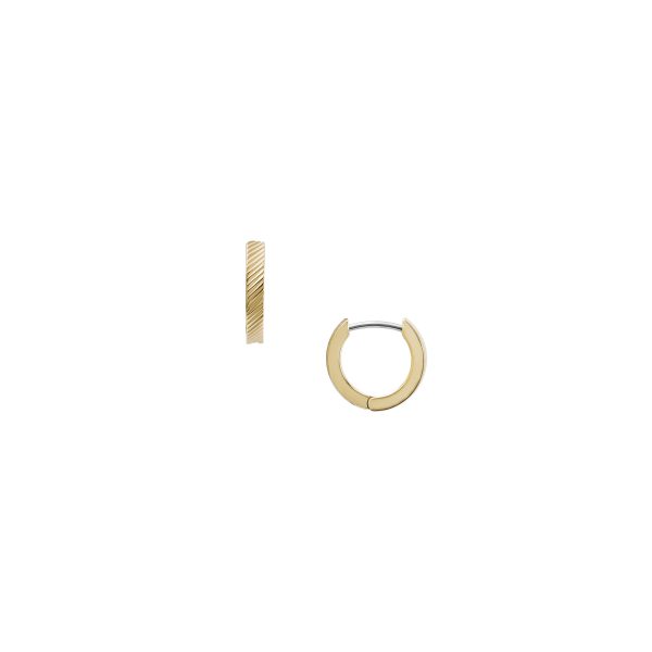 Fossil Harlow Linear Texture Gold-Tone Stainless Steel Hoop Earrings - Preorder