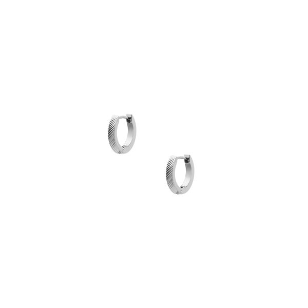 Fossil Harlow Linear Texture Stainless Steel Hoop Earrings - Preorder