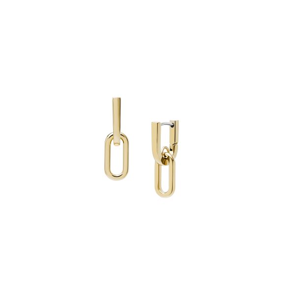Fossil Heritage D-Link Gold-Tone Stainless Steel Drop Earrings - Preorder