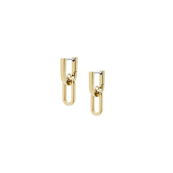Fossil Heritage D-Link Gold-Tone Stainless Steel Drop Earrings - Preorder