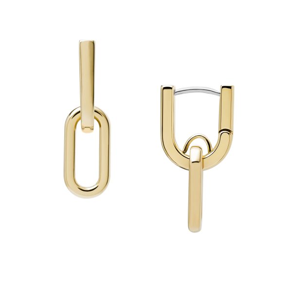 Fossil Heritage D-Link Gold-Tone Stainless Steel Drop Earrings - Preorder