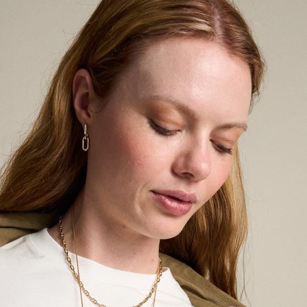 Fossil Heritage D-Link Gold-Tone Stainless Steel Drop Earrings - Preorder