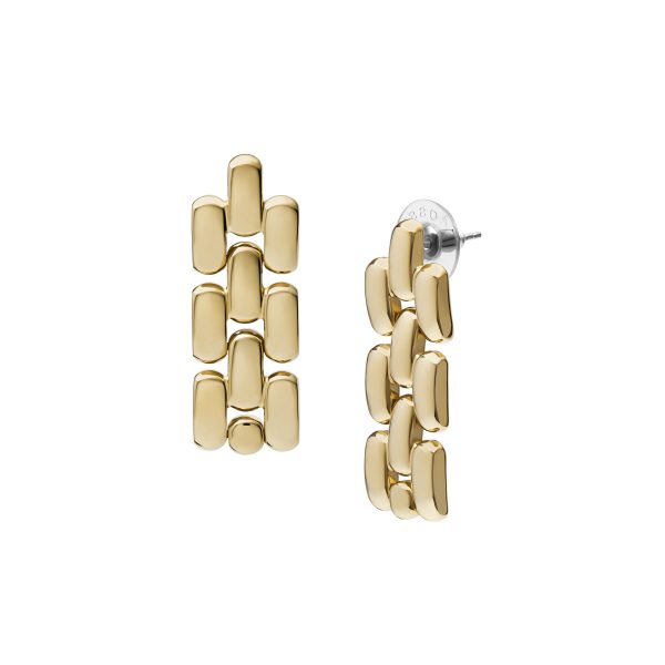 Fossil Arden Watch Links Gold-Tone Stainless Steel Drop Earrings - Preorder