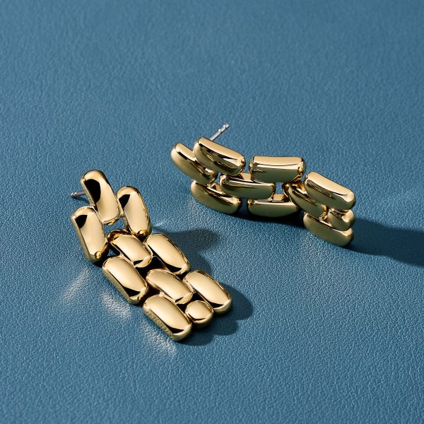 Fossil Arden Watch Links Gold-Tone Stainless Steel Drop Earrings - Preorder