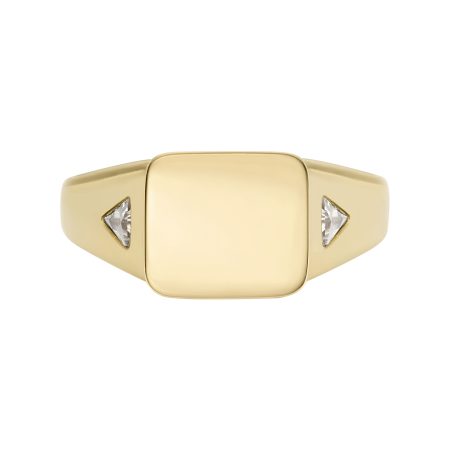 Fossil Ellis Gold-Tone Stainless Steel Signet Ring - Preorder