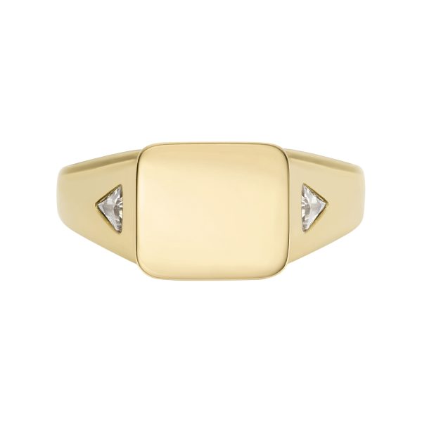 Fossil Ellis Gold-Tone Stainless Steel Signet Ring - Preorder