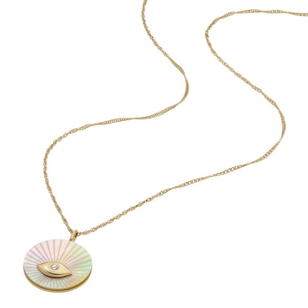 Fossil Sutton Evil Eye Gold-Tone Stainless Steel Pendant Necklace - Preorder