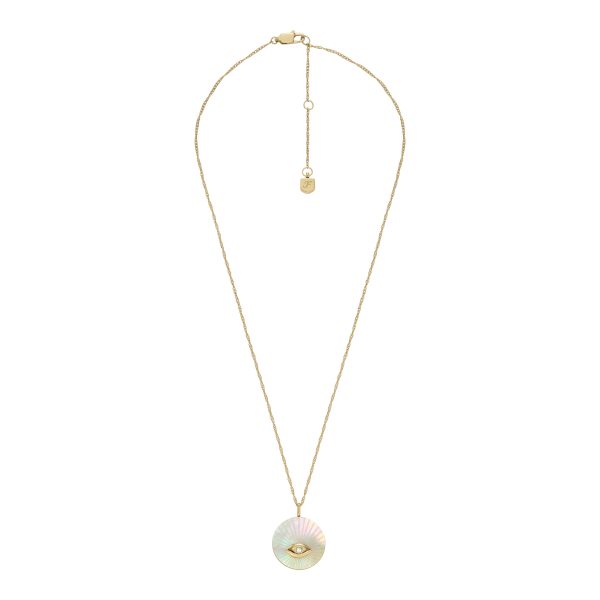 Fossil Sutton Evil Eye Gold-Tone Stainless Steel Pendant Necklace - Preorder