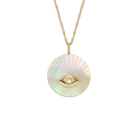 Fossil Sutton Evil Eye Gold-Tone Stainless Steel Pendant Necklace - Preorder