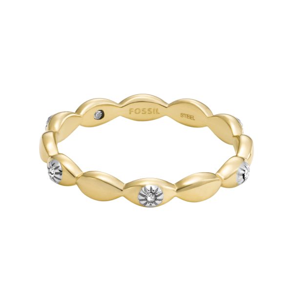 Fossil Sutton Evil Eye Gold-Tone Stainless Steel Band Ring - Preorder