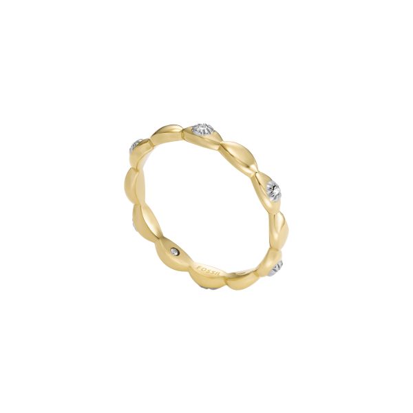Fossil Sutton Evil Eye Gold-Tone Stainless Steel Band Ring - Preorder