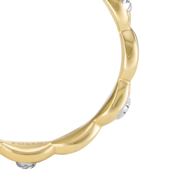 Fossil Sutton Evil Eye Gold-Tone Stainless Steel Band Ring - Preorder