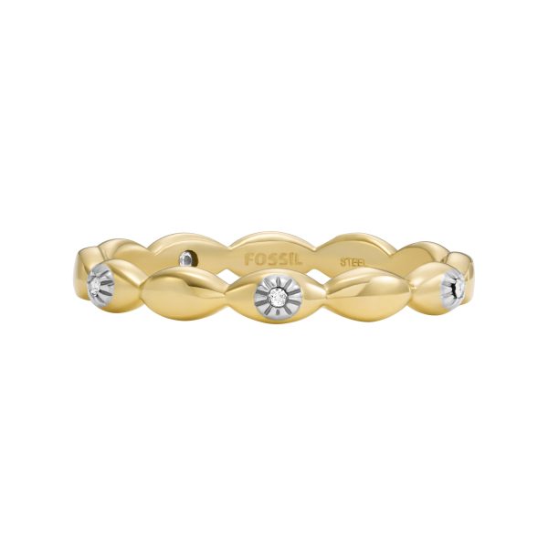 Fossil Sutton Evil Eye Gold-Tone Stainless Steel Band Ring - Preorder