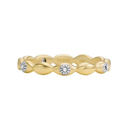 Fossil Sutton Evil Eye Gold-Tone Stainless Steel Band Ring - Preorder