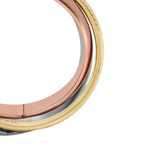 Fossil Harlow Interlocking Links Tri-Tone Stainless Steel Band Ring - Preorder