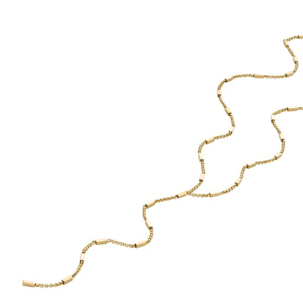 Fossil Ellis All Stacked Up Gold-Tone Stainless Steel Y-Neck Necklace - Preorder