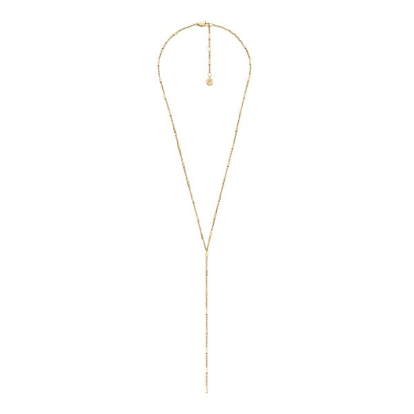 Fossil Ellis All Stacked Up Gold-Tone Stainless Steel Y-Neck Necklace - Preorder