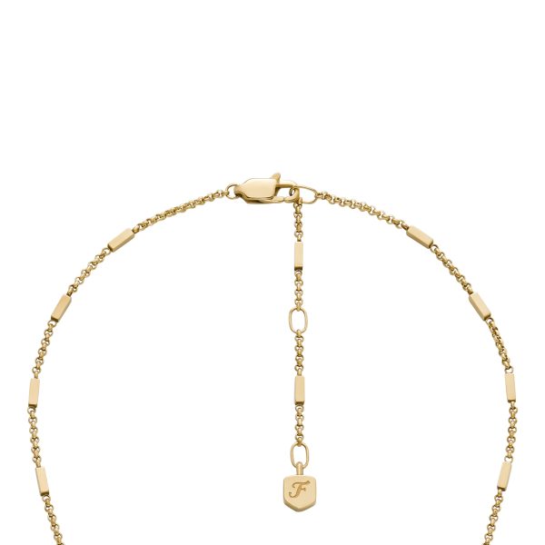 Fossil Ellis All Stacked Up Gold-Tone Stainless Steel Y-Neck Necklace - Preorder