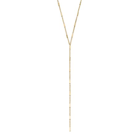 Fossil Ellis All Stacked Up Gold-Tone Stainless Steel Y-Neck Necklace - Preorder