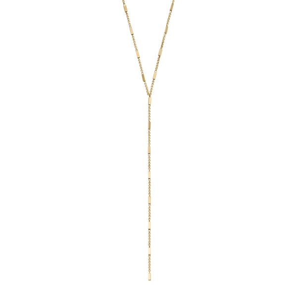 Fossil Ellis All Stacked Up Gold-Tone Stainless Steel Y-Neck Necklace - Preorder