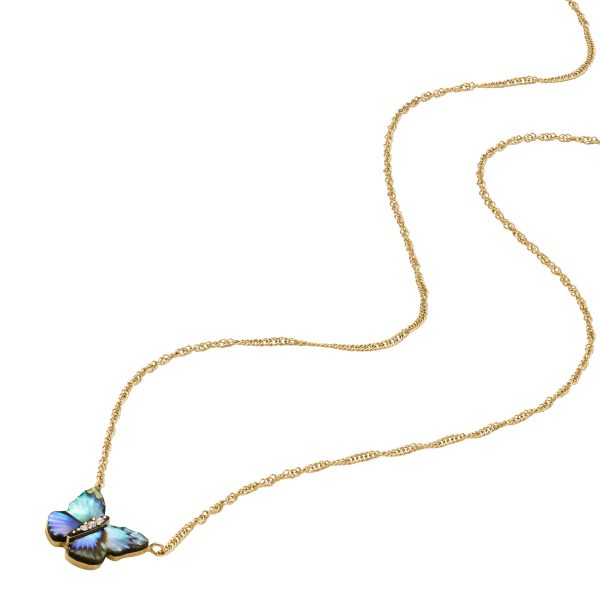 Fossil Sutton Butterfly Wings Multicolor Abalone Pendant Necklace - Preorder