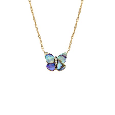 Fossil Sutton Butterfly Wings Multicolor Abalone Pendant Necklace - Preorder