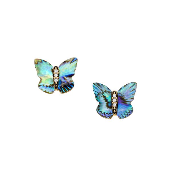 Fossil Sutton Butterfly Wings Multicolor Abalone Stud Earrings - Preorder