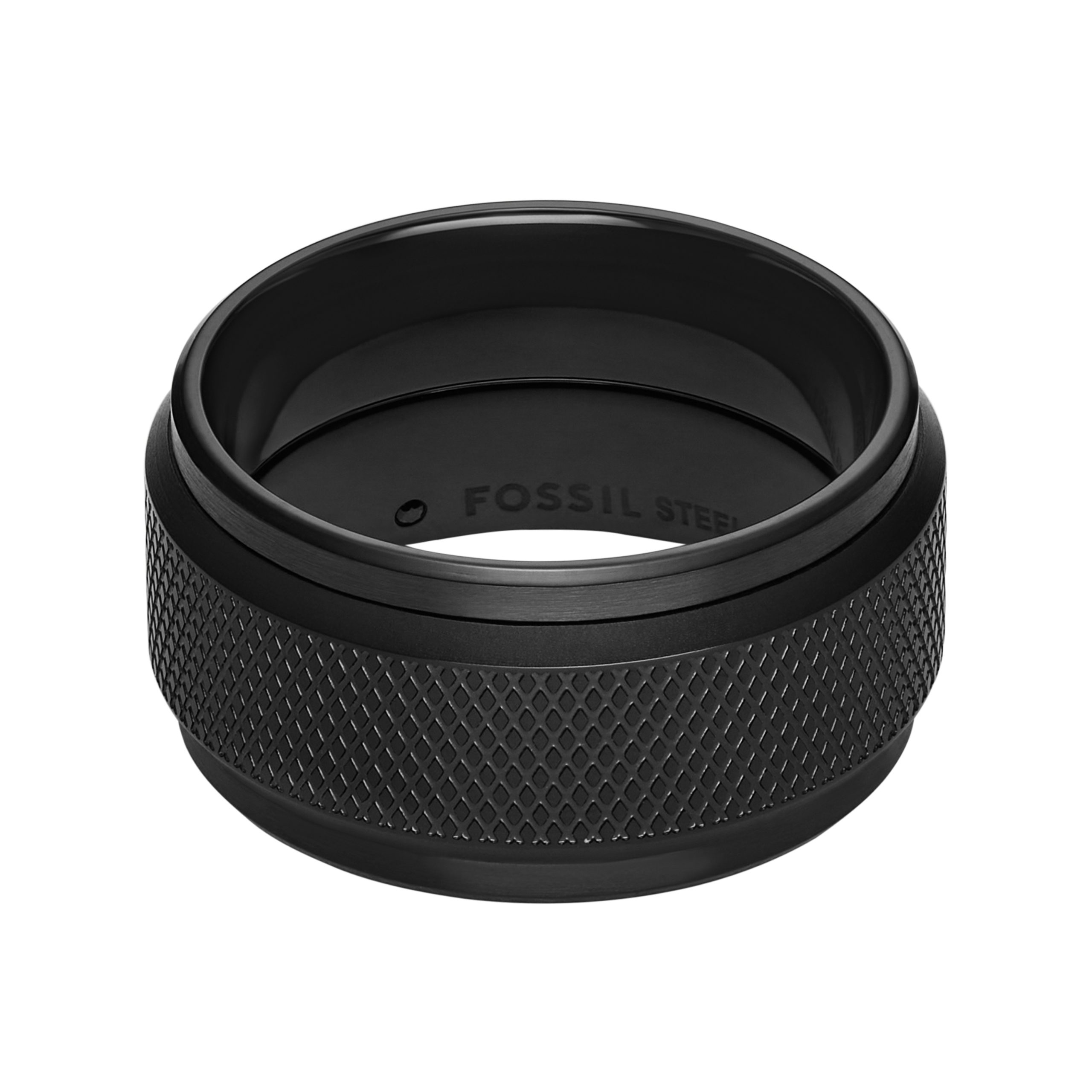 Fossil Machine Knurled Texture Black Stainless Steel Band Ring - Preorder - Image 2