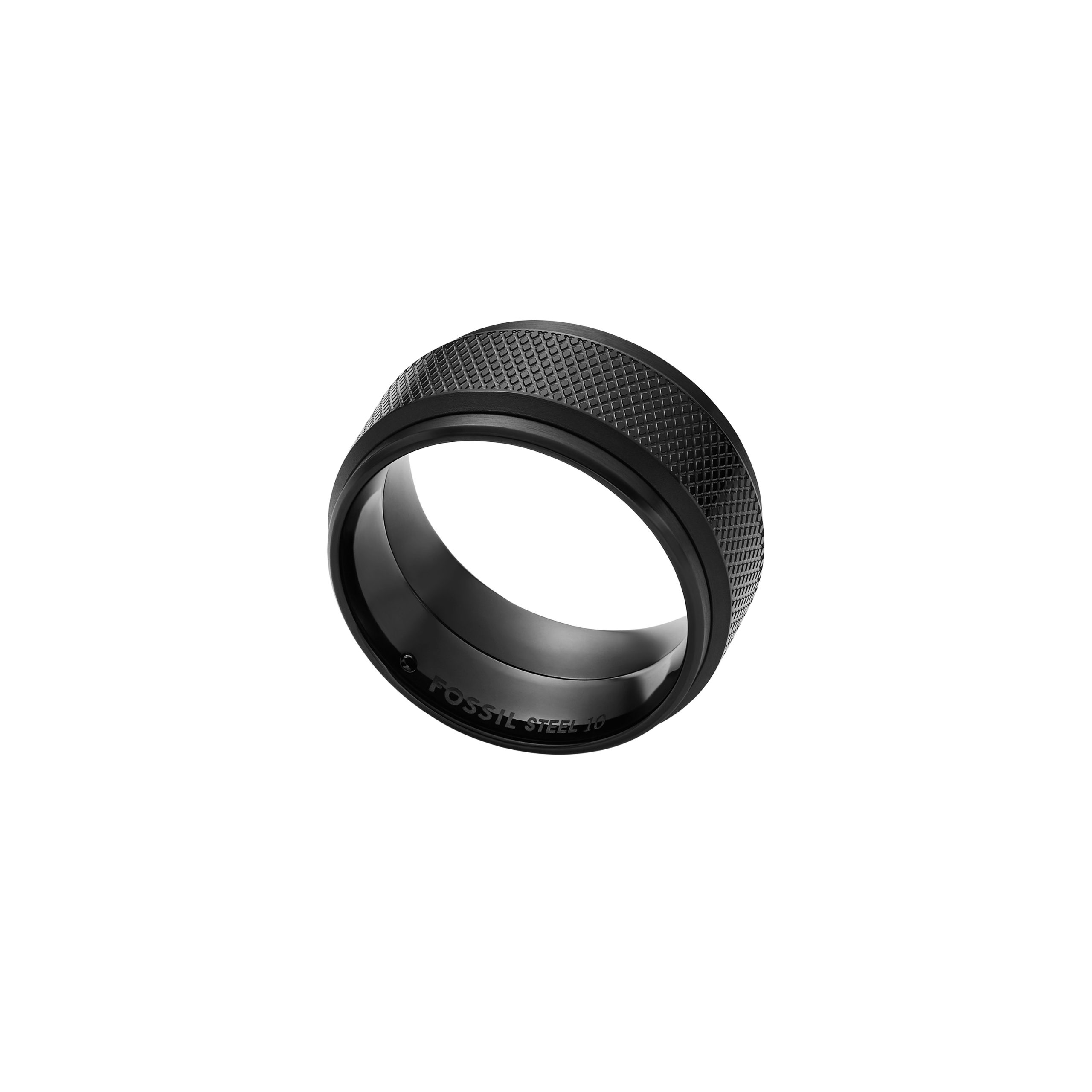 Fossil Machine Knurled Texture Black Stainless Steel Band Ring - Preorder - Image 3