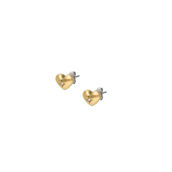 Fossil Sadie All My Love Gold-Tone Stainless Steel Heart Stud Earrings - Preorder