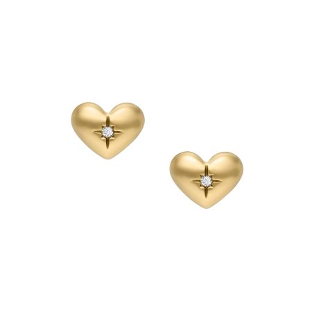 Fossil Sadie All My Love Gold-Tone Stainless Steel Heart Stud Earrings - Preorder