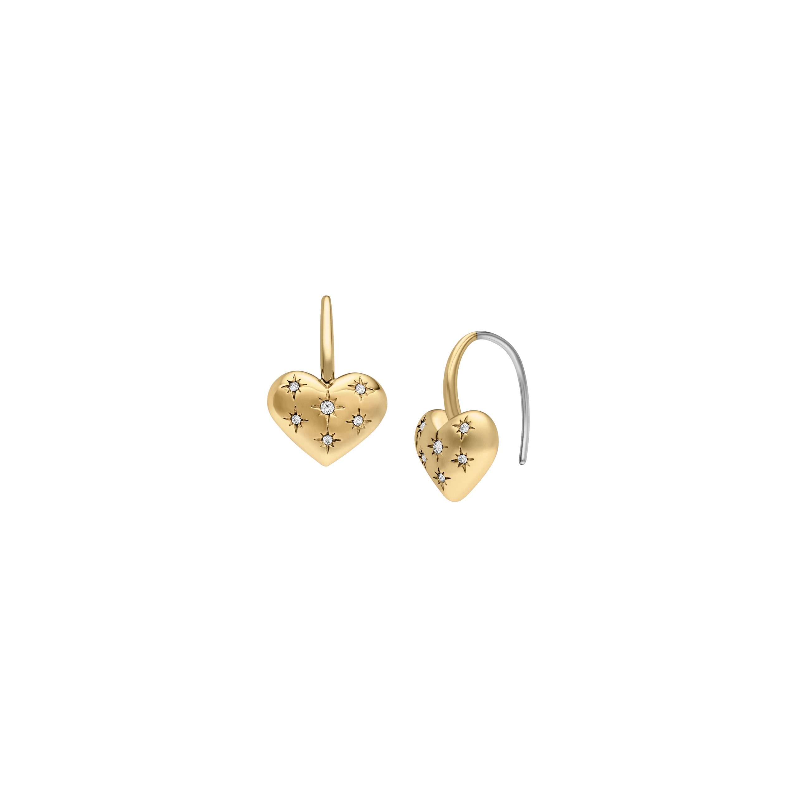 Fossil Sadie All My Love Gold-Tone Stainless Steel Heart Drop Earrings - Preorder - Image 6