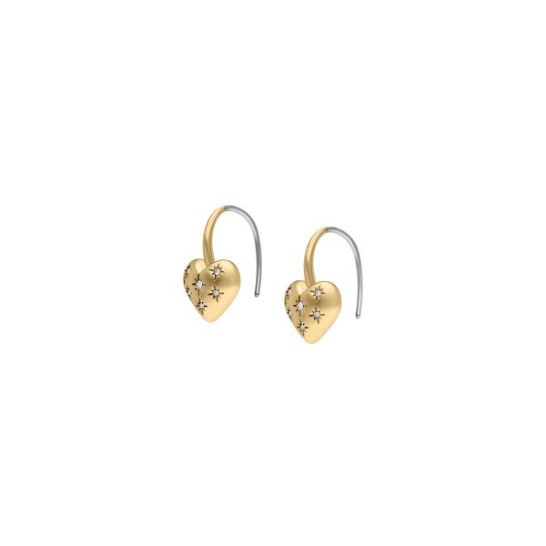 Fossil Sadie All My Love Gold-Tone Stainless Steel Heart Drop Earrings - Preorder