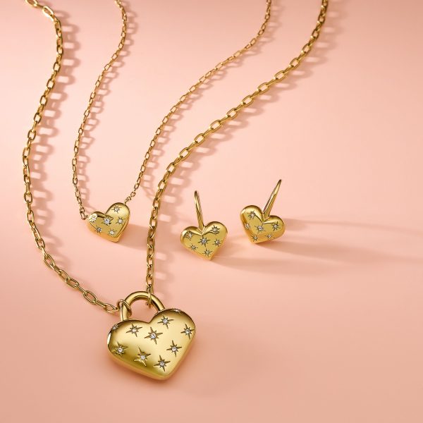 Fossil Sadie All My Love Gold-Tone Stainless Steel Heart Drop Earrings - Preorder