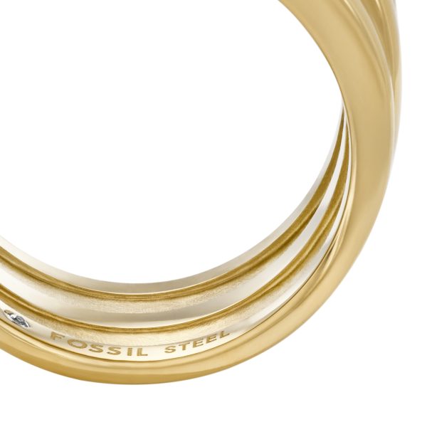 Fossil Sadie All My Love Gold-Tone Stainless Steel Heart Prestack Ring - Preorder