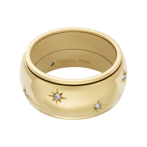Fossil Sadie Shine Bright Gold-Tone Stainless Steel Fidget Band Ring - Preorder