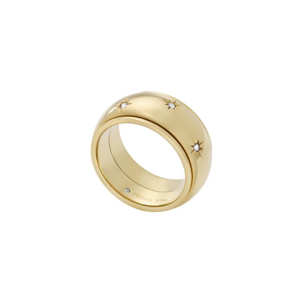 Fossil Sadie Shine Bright Gold-Tone Stainless Steel Fidget Band Ring - Preorder