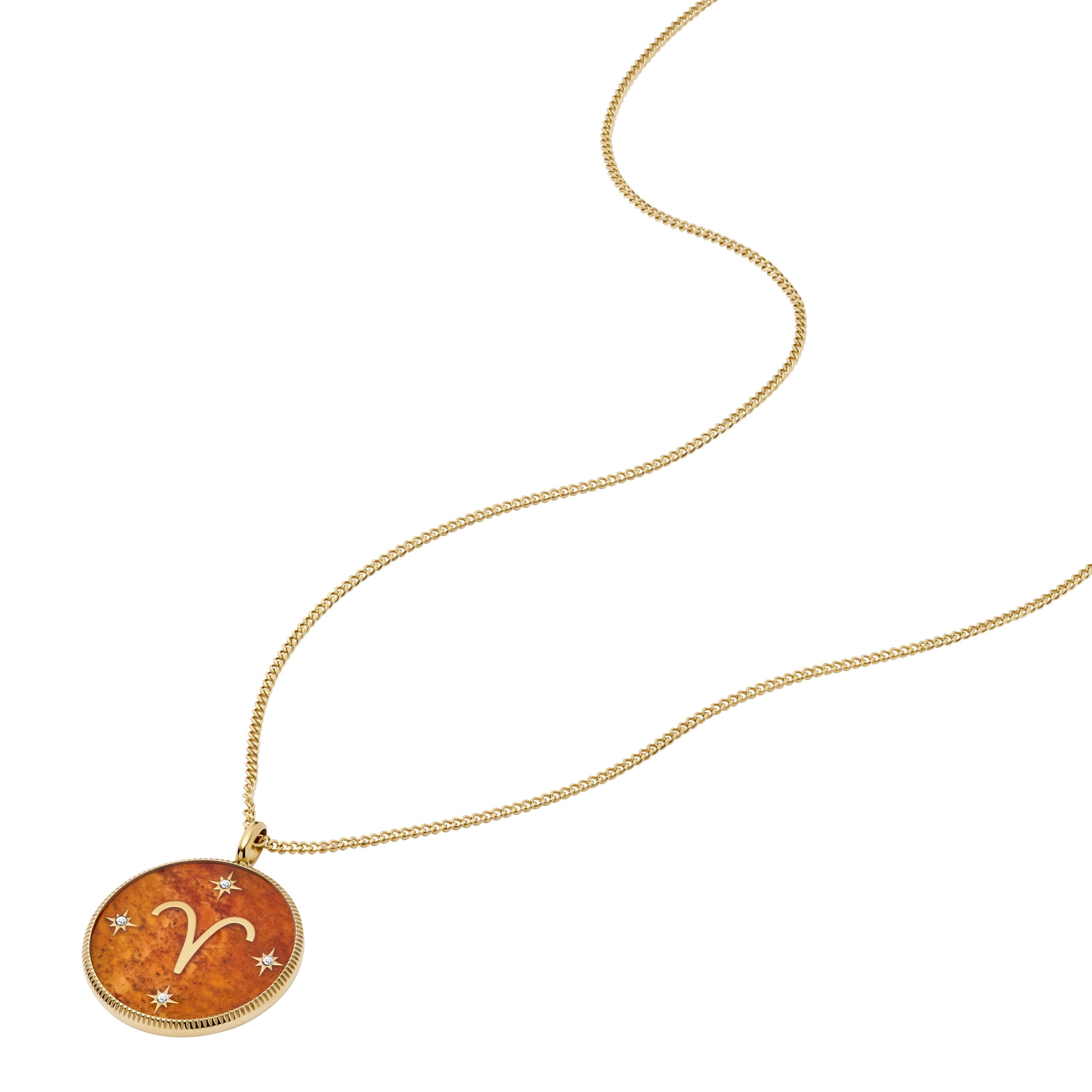 Fossil Aries Sutton Zodiac Gold-Tone Stainless Steel Red Carnelian Pendant Necklace - Preorder - Image 6