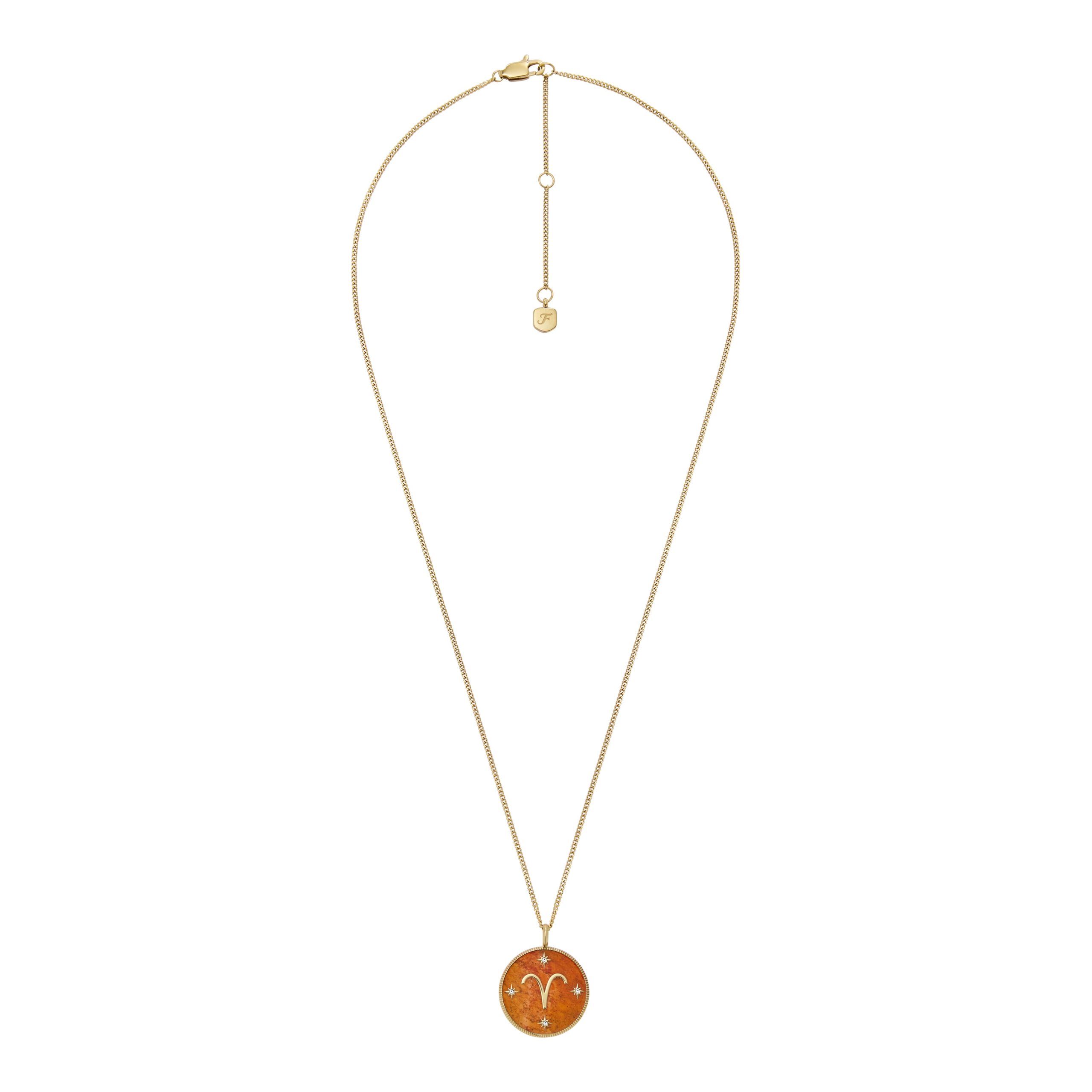 Fossil Aries Sutton Zodiac Gold-Tone Stainless Steel Red Carnelian Pendant Necklace - Preorder - Image 7