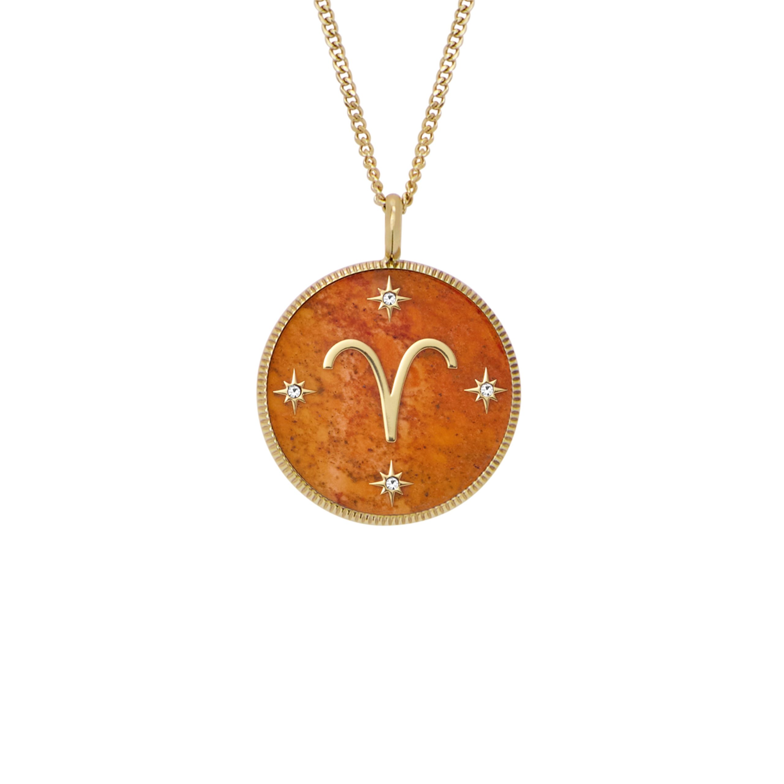 Fossil Aries Sutton Zodiac Gold-Tone Stainless Steel Red Carnelian Pendant Necklace - Preorder - Image 5