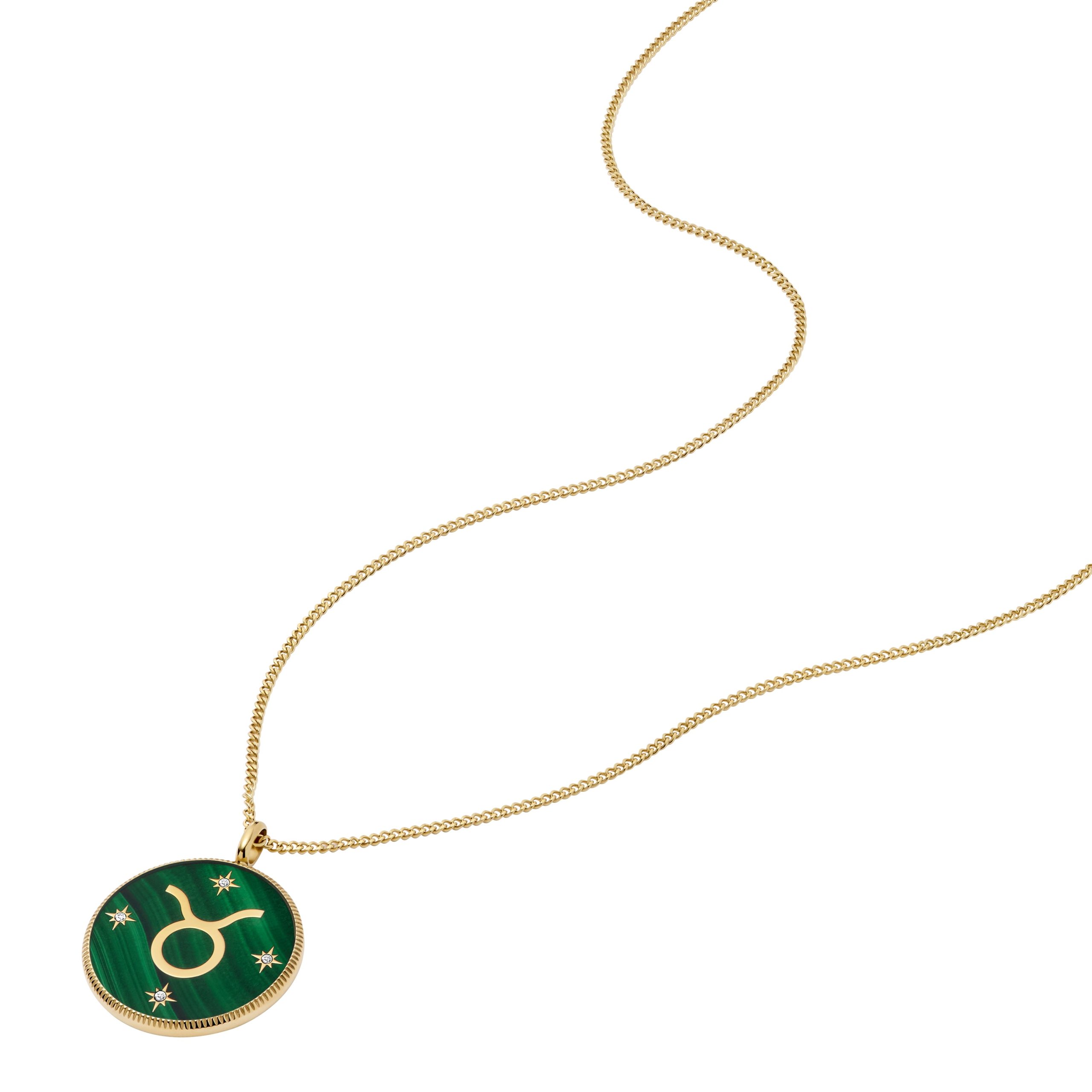 Fossil Taurus Sutton Zodiac Gold-Tone Stainless Steel Green Malachite Pendant Necklace - Preorder - Image 6
