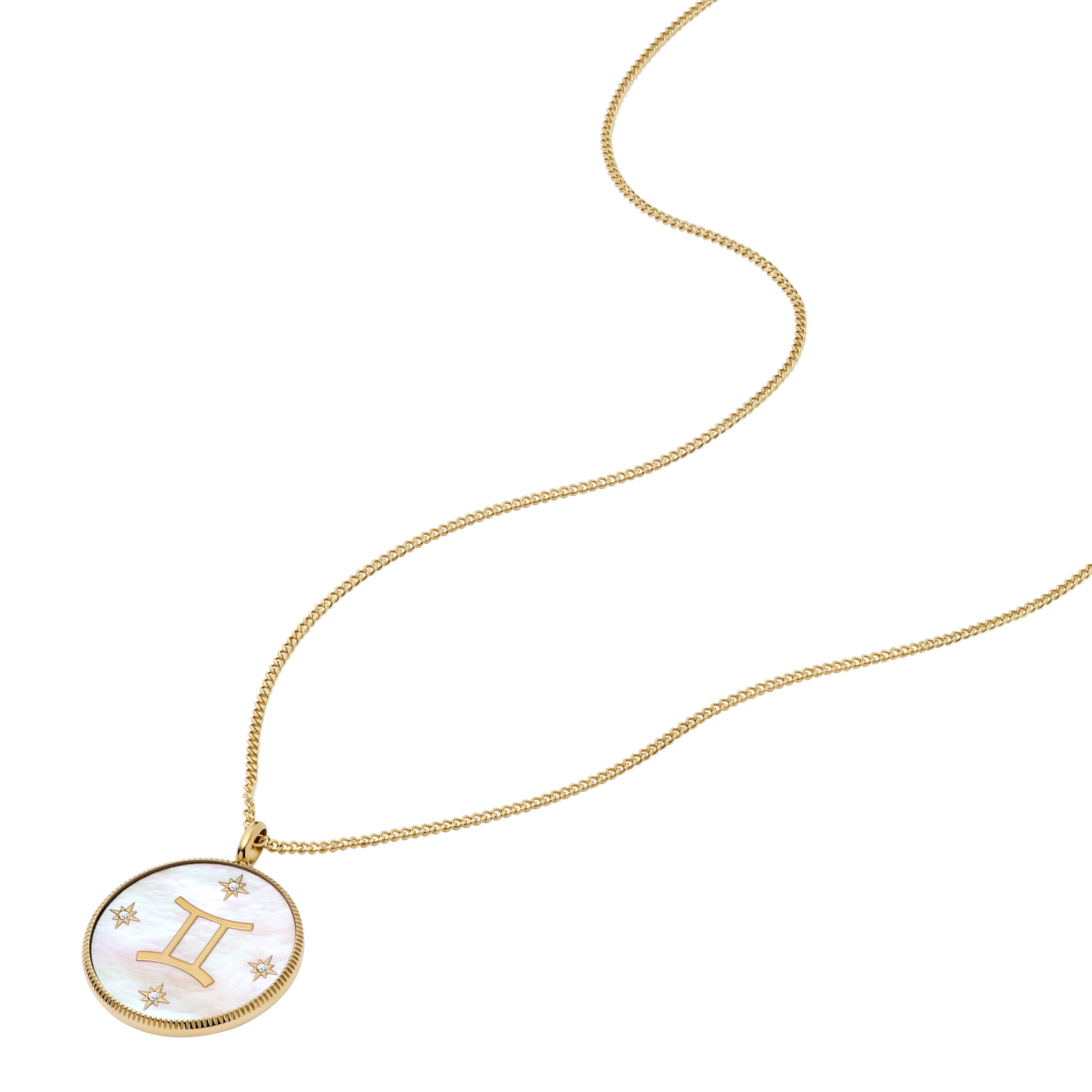 Fossil Gemini Sutton Zodiac Gold-Tone Stainless Steel White Mother-of-Pearl Pendant Necklace - Preorder - Image 6