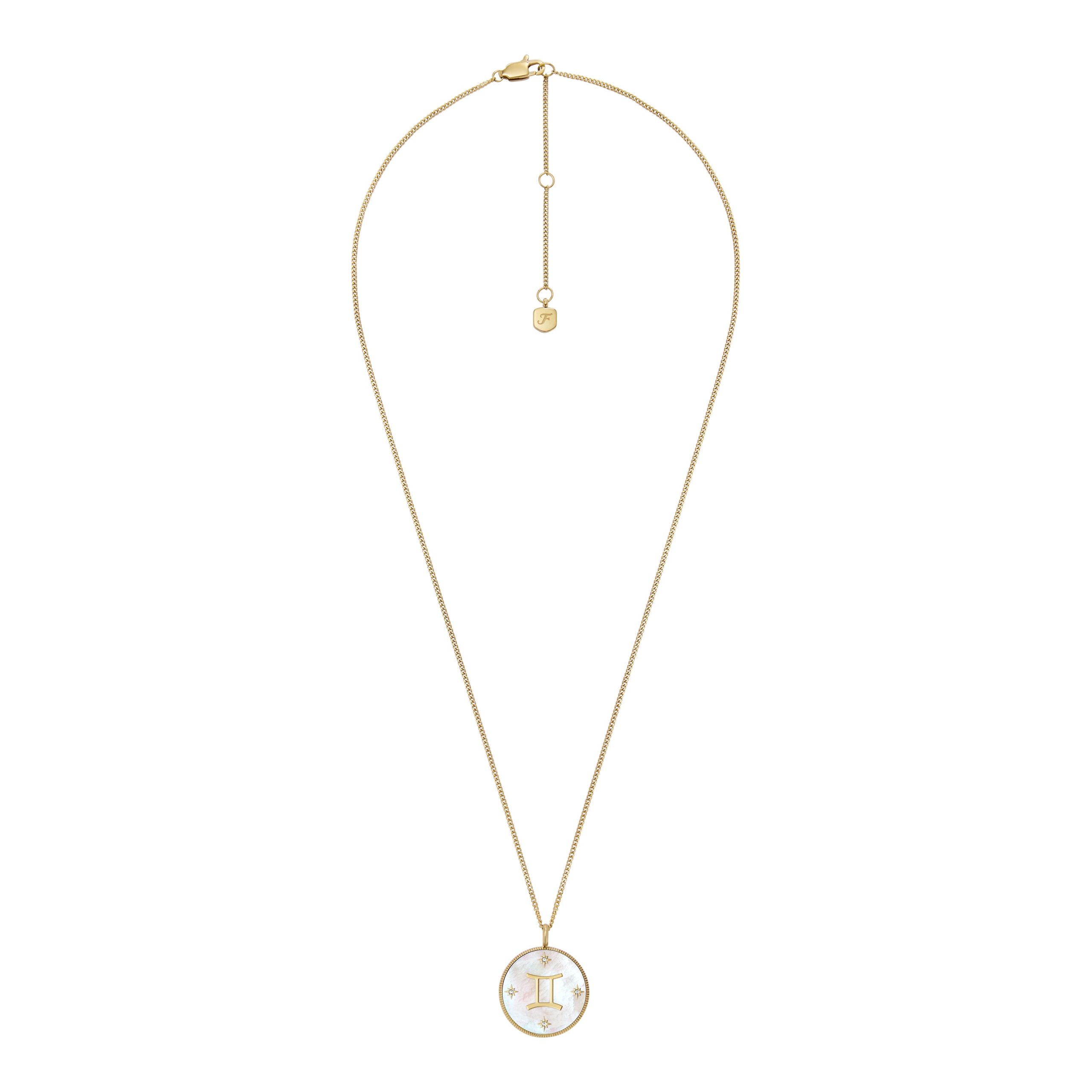 Fossil Gemini Sutton Zodiac Gold-Tone Stainless Steel White Mother-of-Pearl Pendant Necklace - Preorder - Image 7