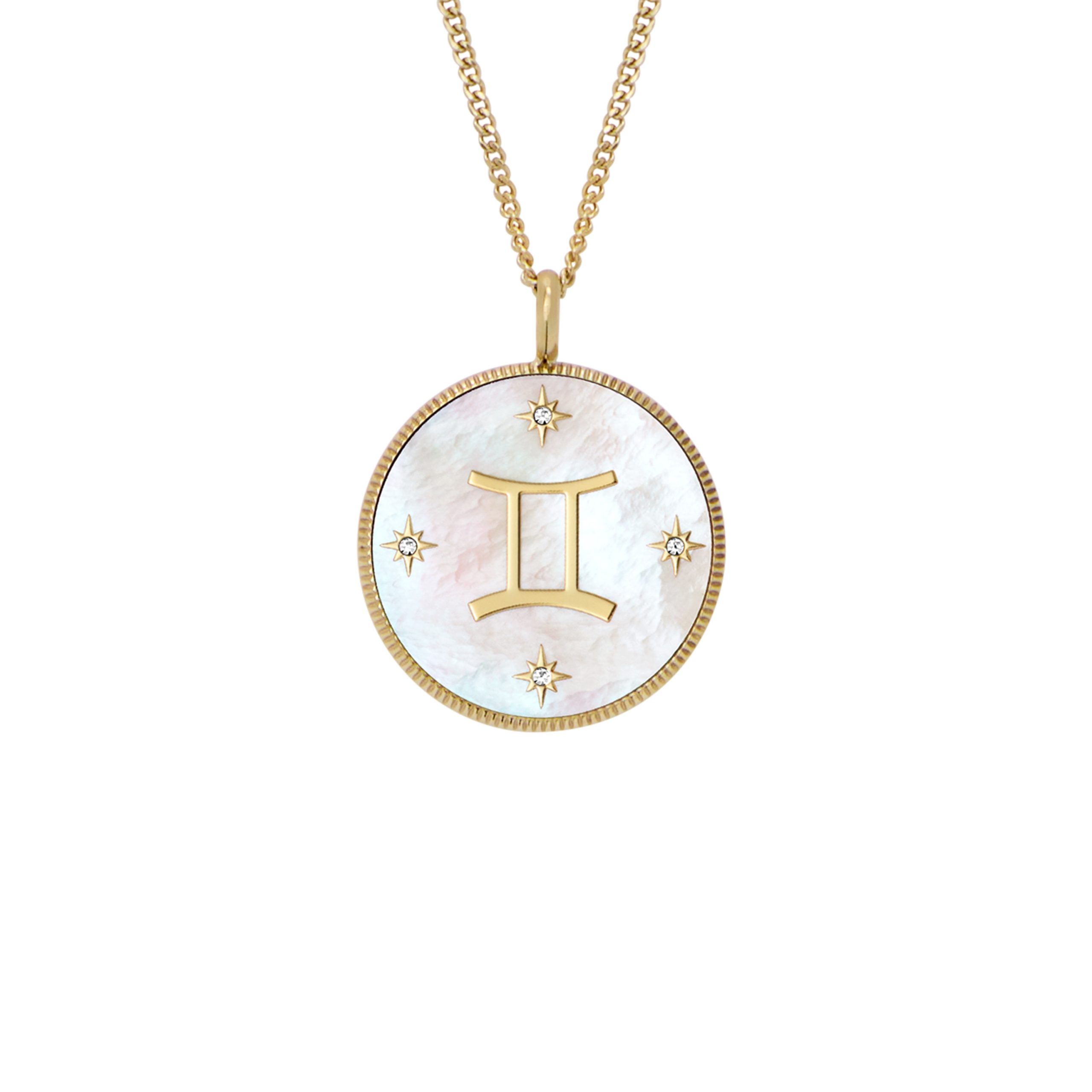 Fossil Gemini Sutton Zodiac Gold-Tone Stainless Steel White Mother-of-Pearl Pendant Necklace - Preorder - Image 5
