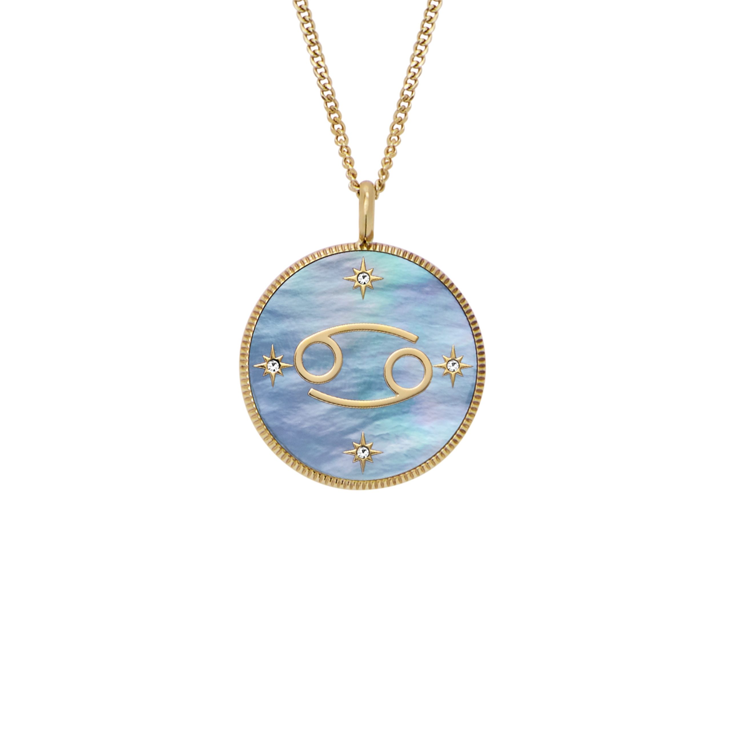 Fossil Cancer Sutton Zodiac Gold-Tone Stainless Steel Black Mother-of-Pearl Pendant Necklace - Preorder - Image 5